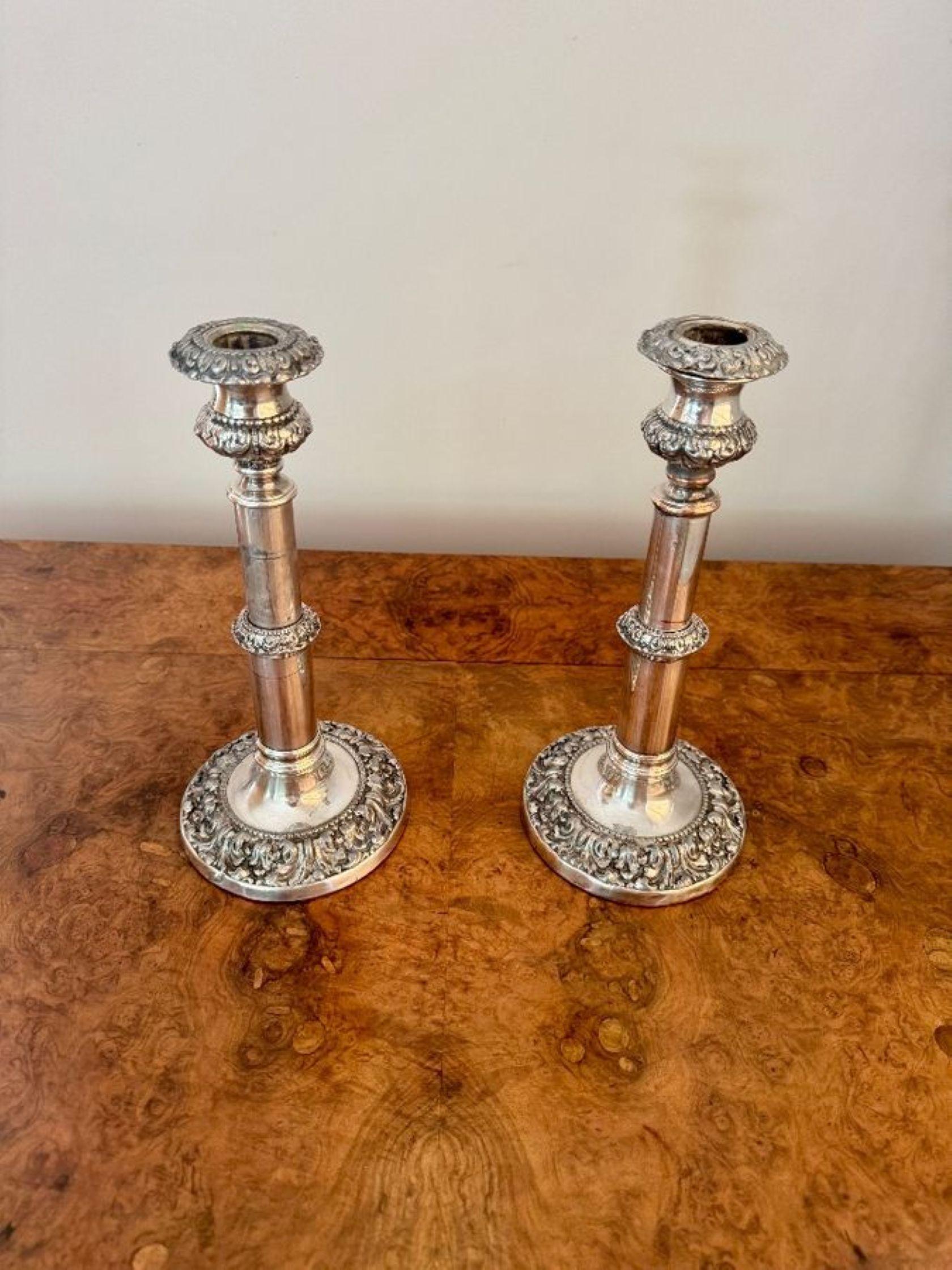 Magnificent quality pair of antique Georgian telescopic candlesticks For Sale 1