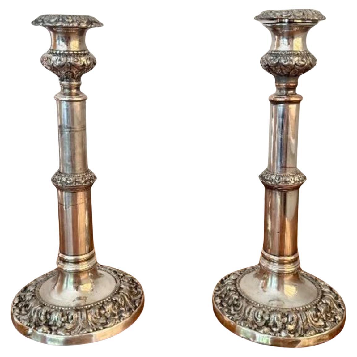 Magnificent quality pair of antique Georgian telescopic candlesticks For Sale