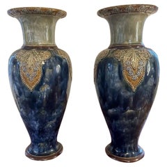Magnificent quality pair of large Antique Royal Doulton vases
