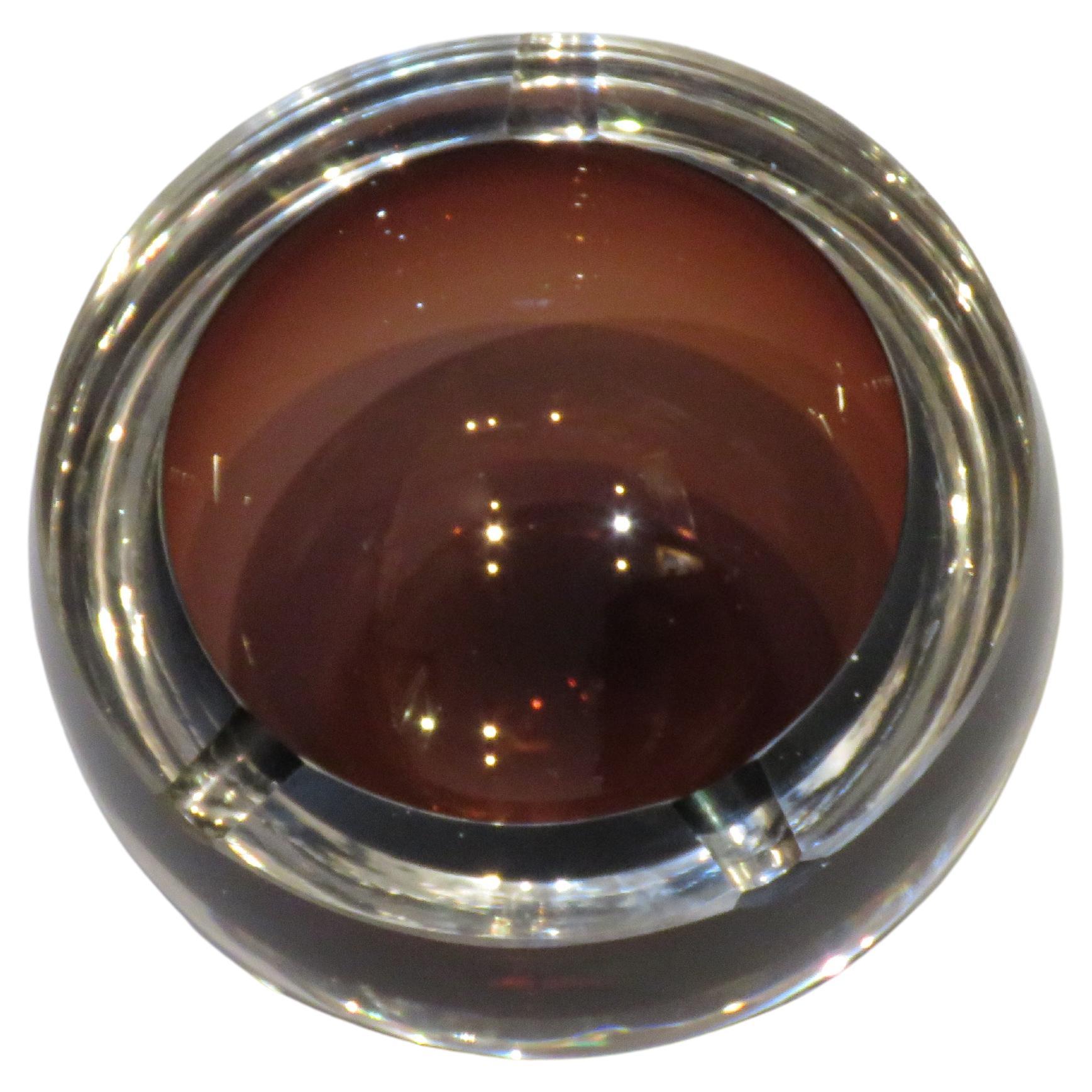Magnificent Rare 1940s Italian Murano Seguso Amethyst / Clear Glass Large Bowl  