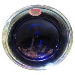 Magnificent Rare 1940s Italian Murano Seguso Cobalt / Clear Glass Large Bowl