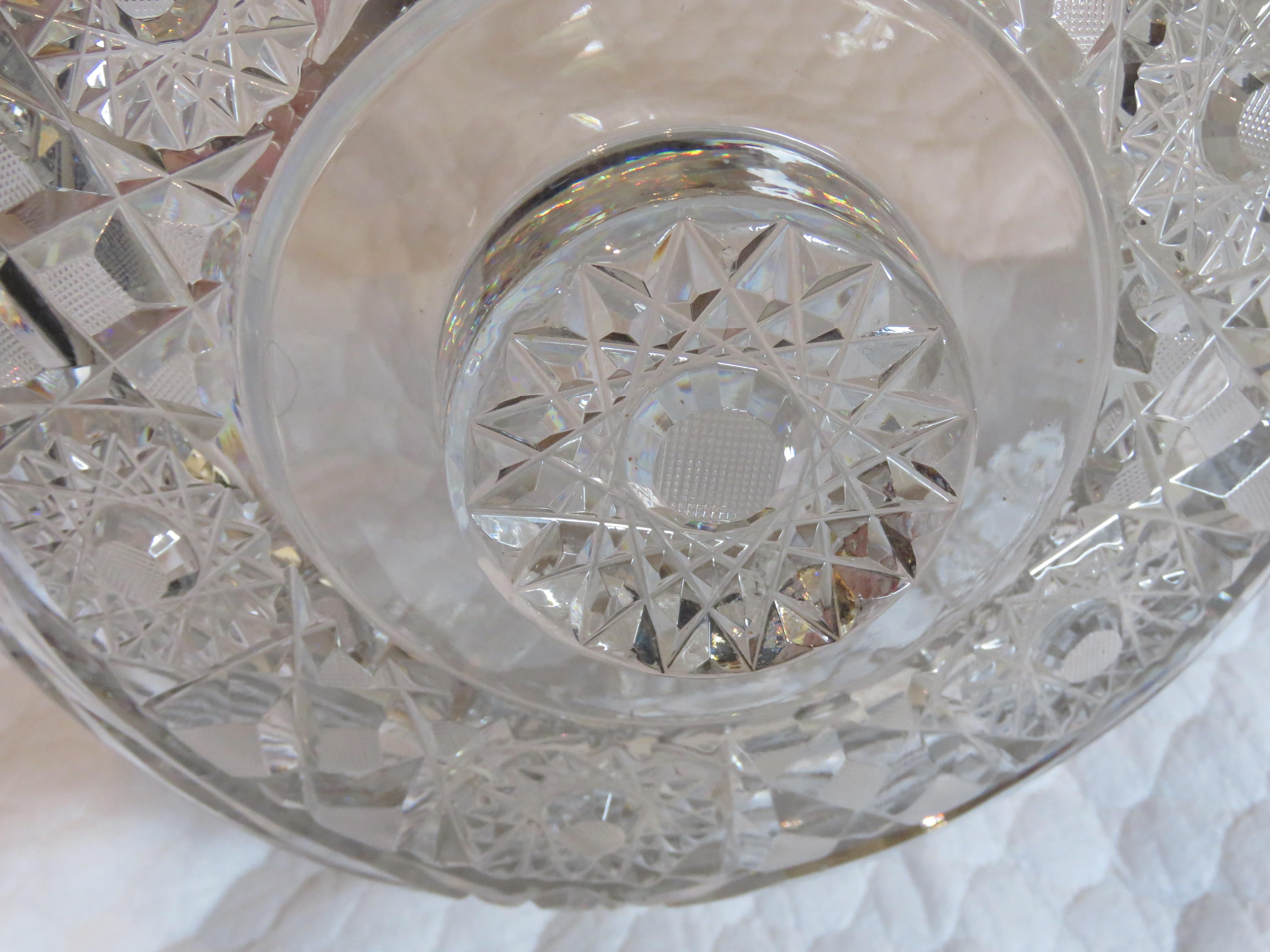 Magnificent Rare 19th C Brilliant Cut Dorflinger Etched Centerpiece Punch Bowl For Sale 1