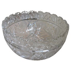 Magnificent Rare 19th C Brilliant Cut Dorflinger Etched Centerpiece Punch Bowl
