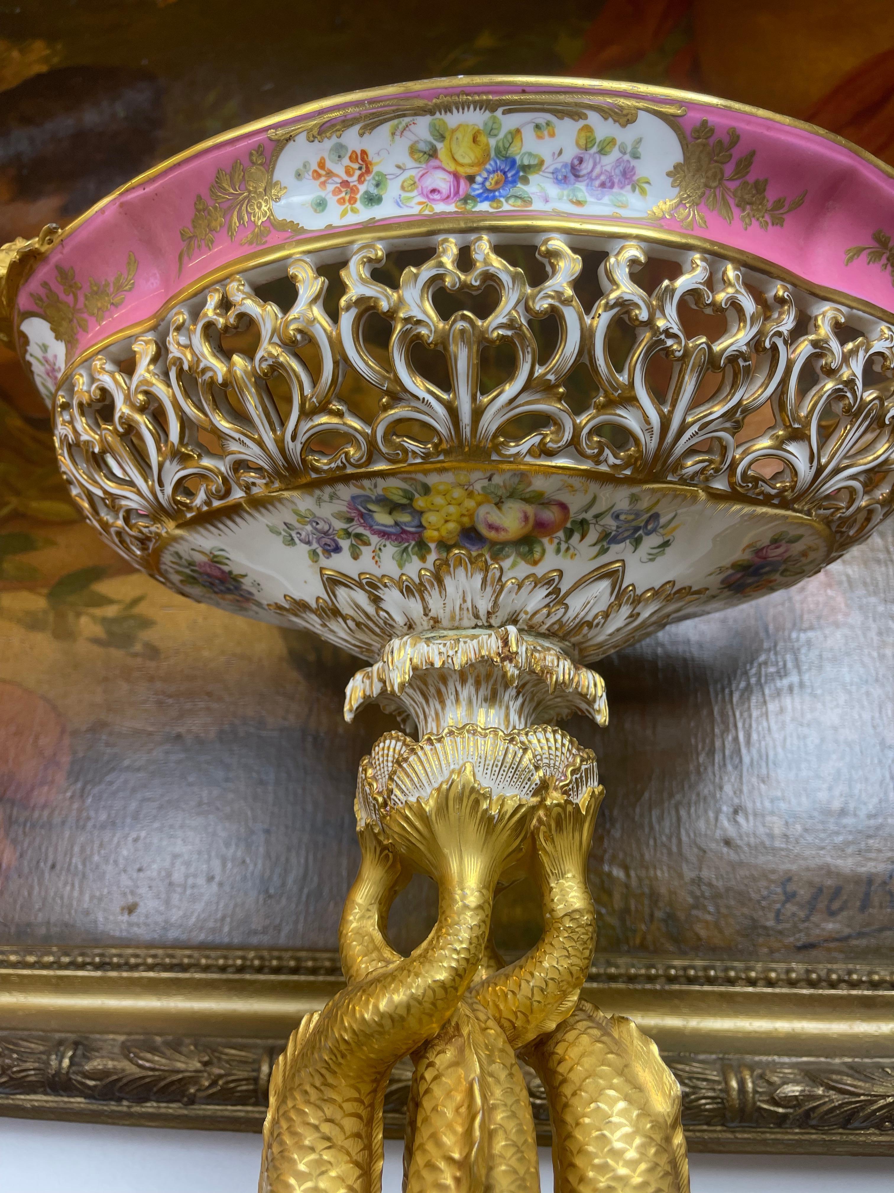 Hand-Crafted Magnificent & Rare 19th C. English Porcelain Centerpiece Retailer�’s Mark Daniell For Sale