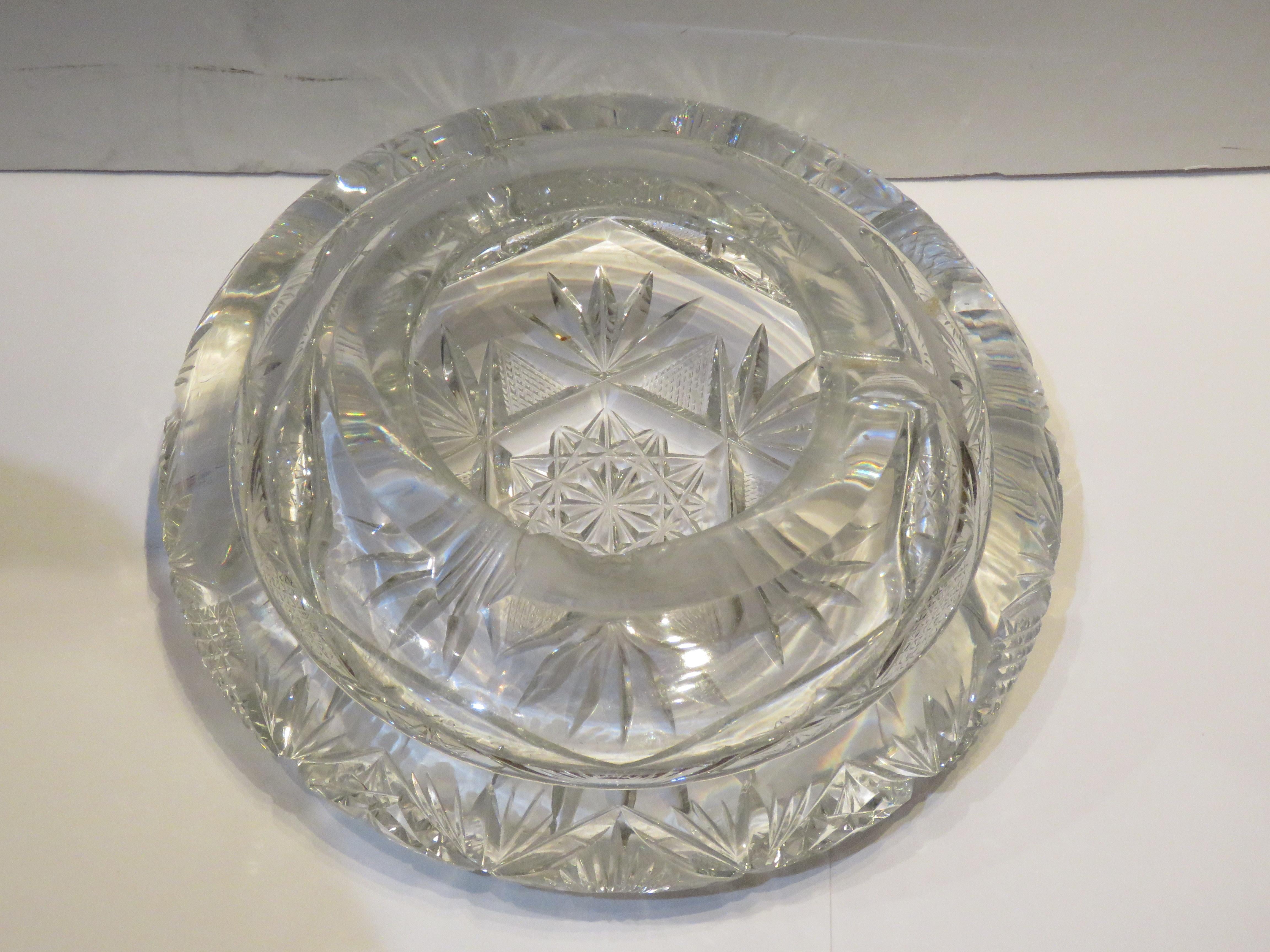 Die folgenden Elemente, die wir anbieten, ist diese seltene wichtige schöne Estate Rare Heavy Estate Dorflinger Pattern Clear Glass Dish Aschenbecher Bowl. Circa 19. Jahrhundert. Entnommen aus einer bedeutenden New York City Estate Collection. Ein