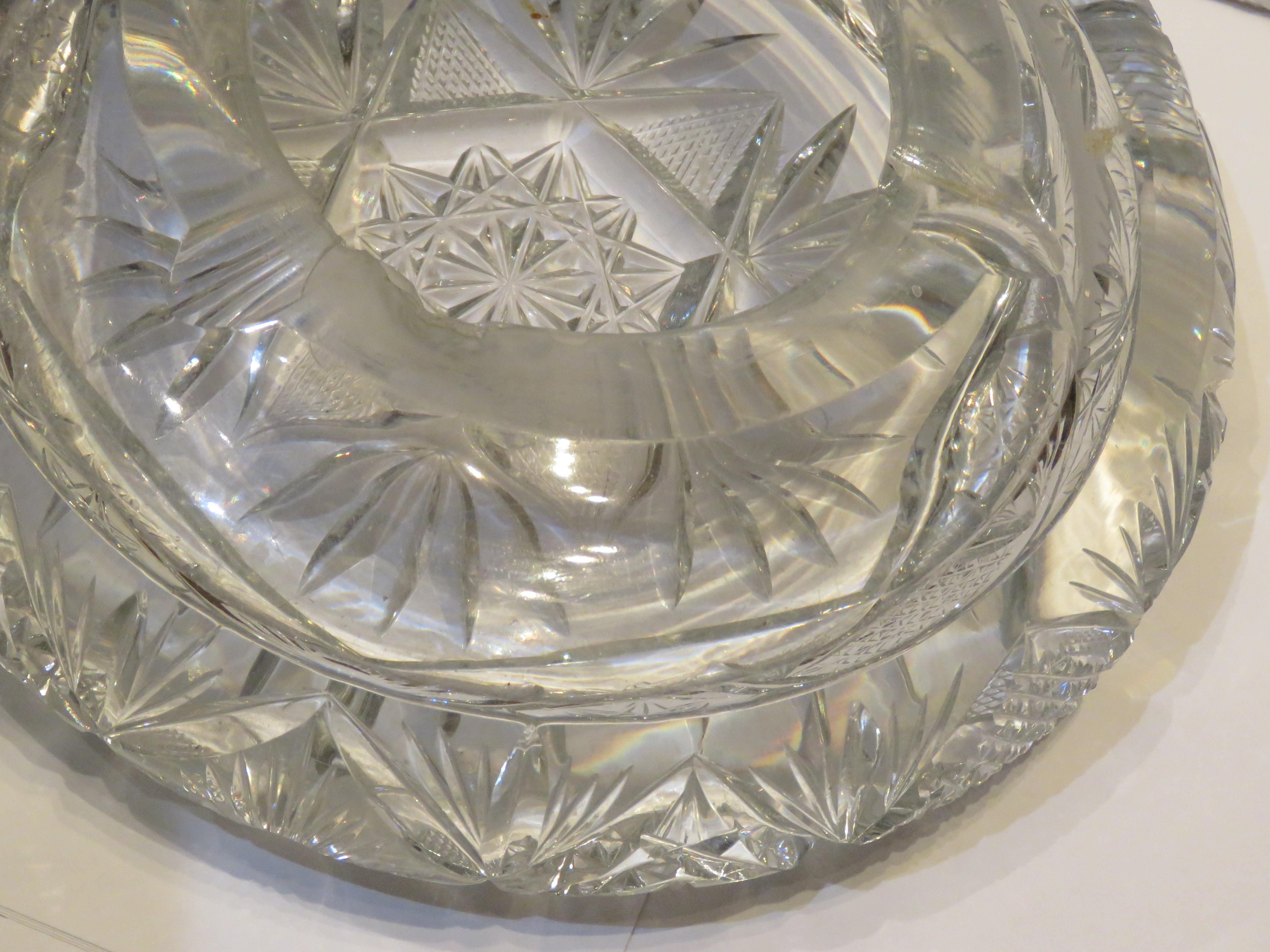 Prächtige, seltene Dorflinger-Aschenbecherschale mit Brillantschliff im Brillantschliff aus dem 19. Jahrhundert (Nordamerikanisch) im Angebot