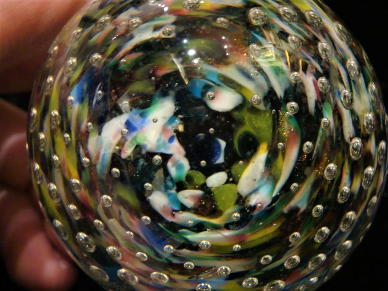 Magnificent Rare Colorful Heavy Italian Millefiori Swirl Glass Paperweight  In Good Condition For Sale In New York, NY