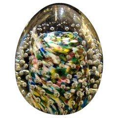 Antique Magnificent Rare Colorful Heavy Italian Millefiori Swirl Glass Paperweight