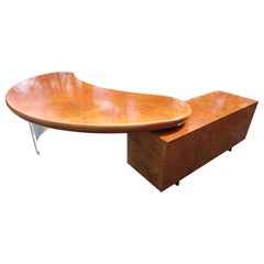 Magnificent Rare Kidney Shaped Vladimir Kagan Burl Desk Credenza Mid-Century