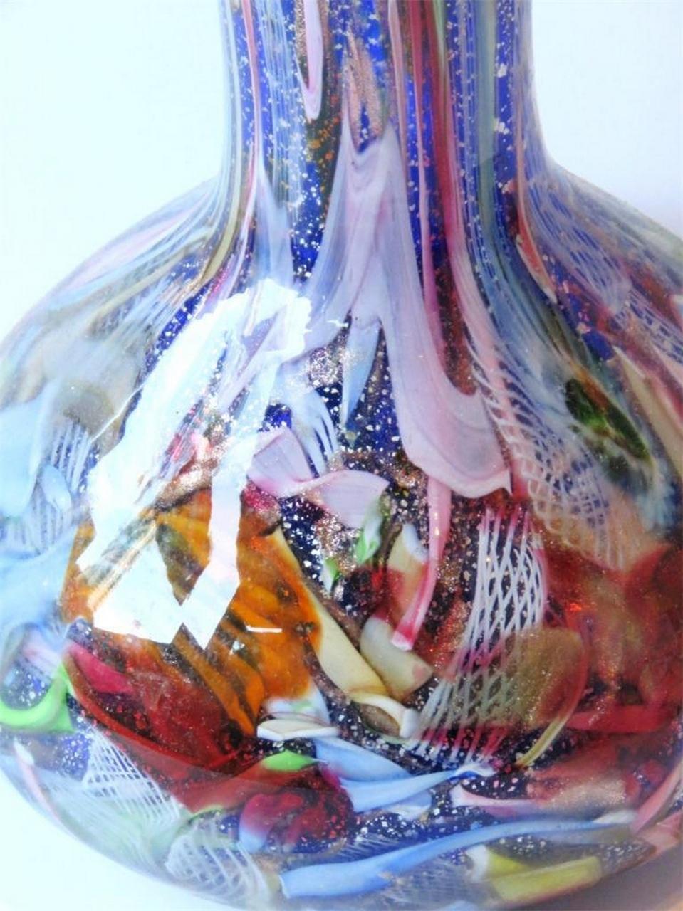 Italian Magnificent Rare Millefiori Multi Colored Glass Vase Attributed to Fratelli Toso For Sale