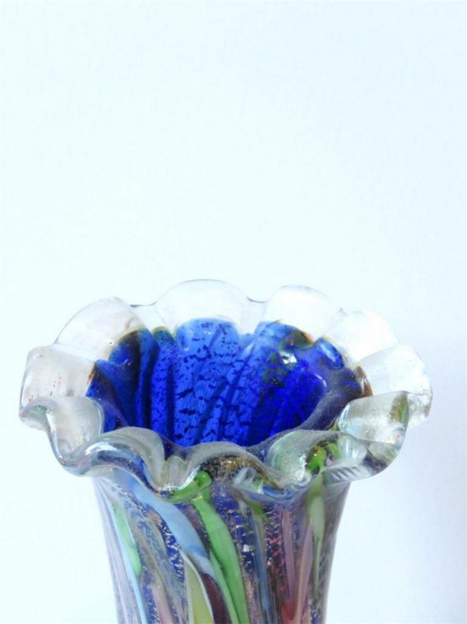 Blown Glass Magnificent Rare Millefiori Multi Colored Glass Vase Attributed to Fratelli Toso For Sale
