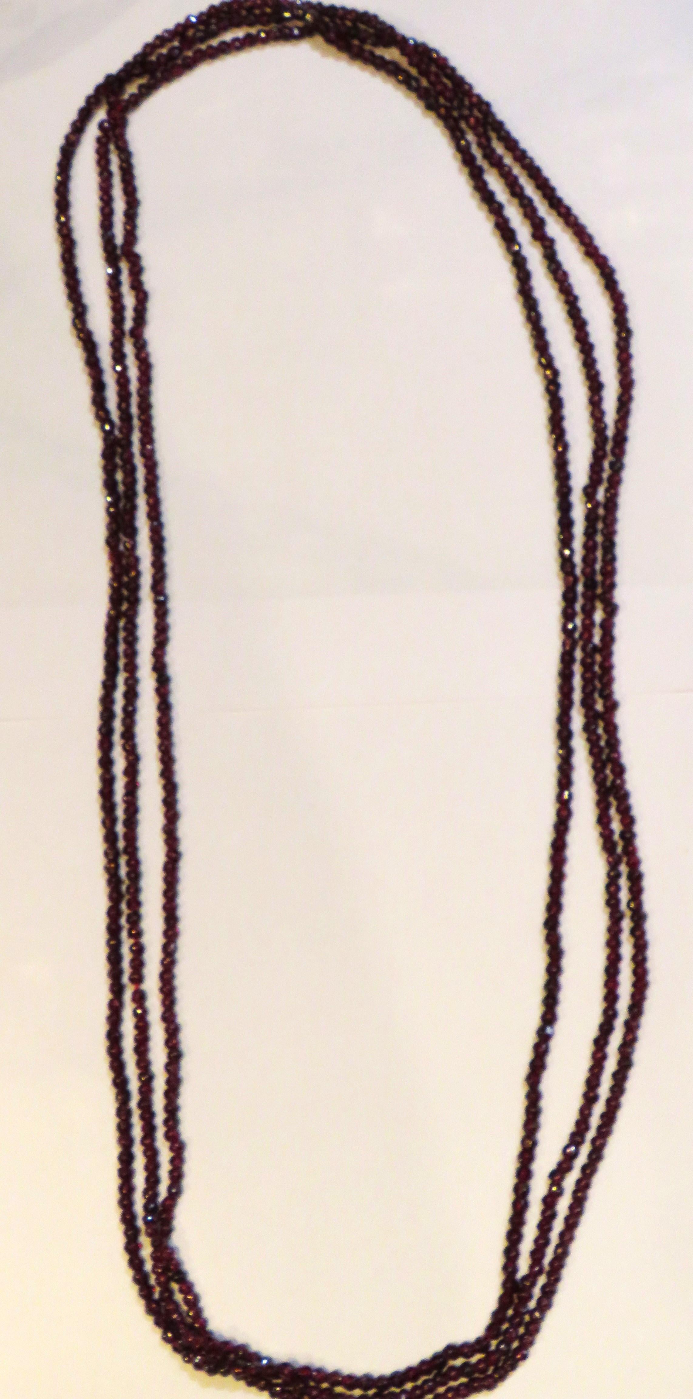 Women's Magnificent Rare NYC Estate Fancy 3 Strand Glittering Red Garnet Necklaces For Sale