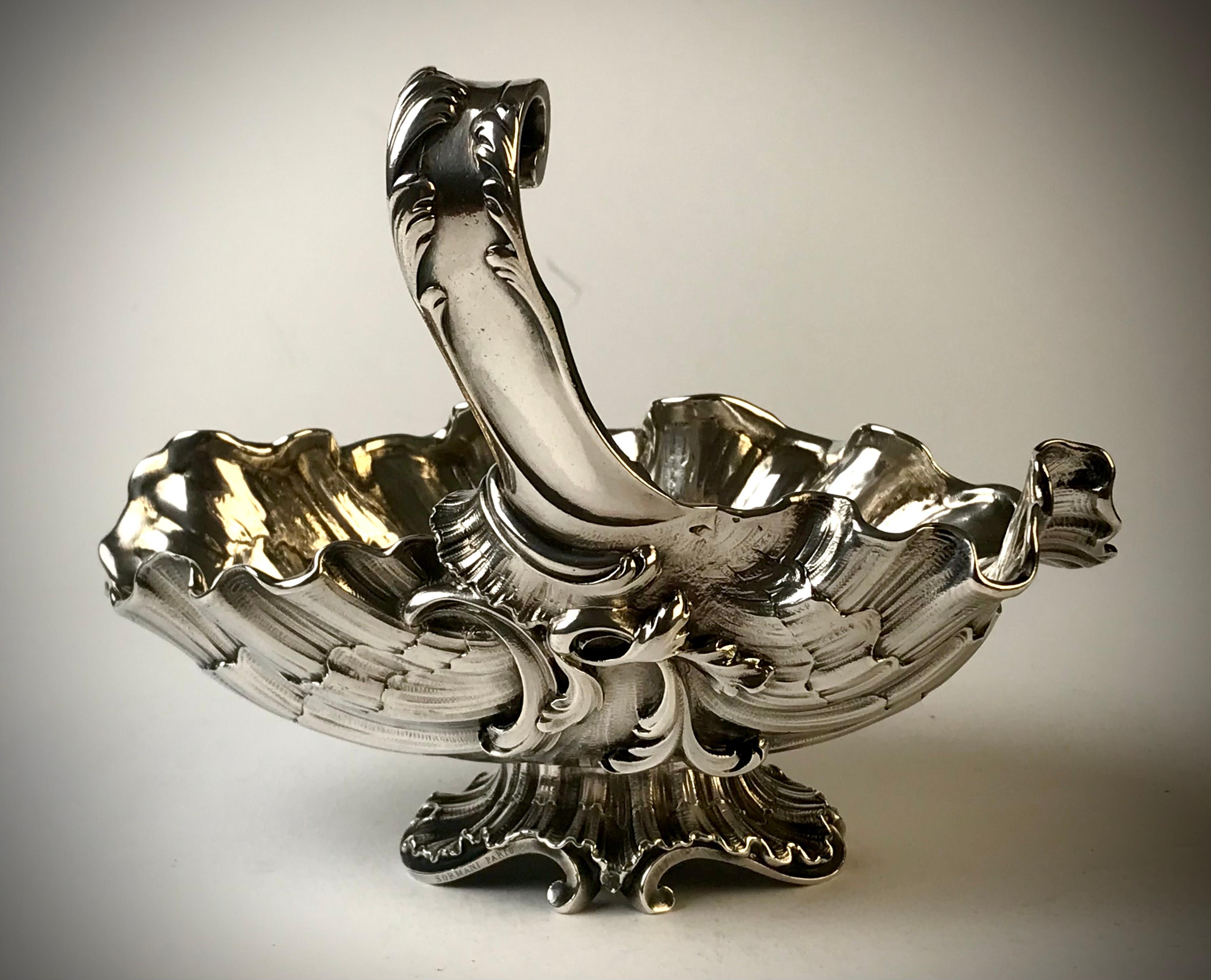 Sterling Silver Magnificent Rare Solid Silver Sterling Sauce Boat France Sormani Paris For Sale