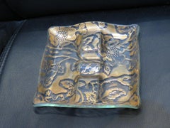 Magnificent Rare Vintage Italian Glass Gold Leaf Flower Bowl Servierplatte Tablett