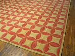 Magnificent Red Circles Pattern Contemporary Handmade Cotton American Hooked Rug
