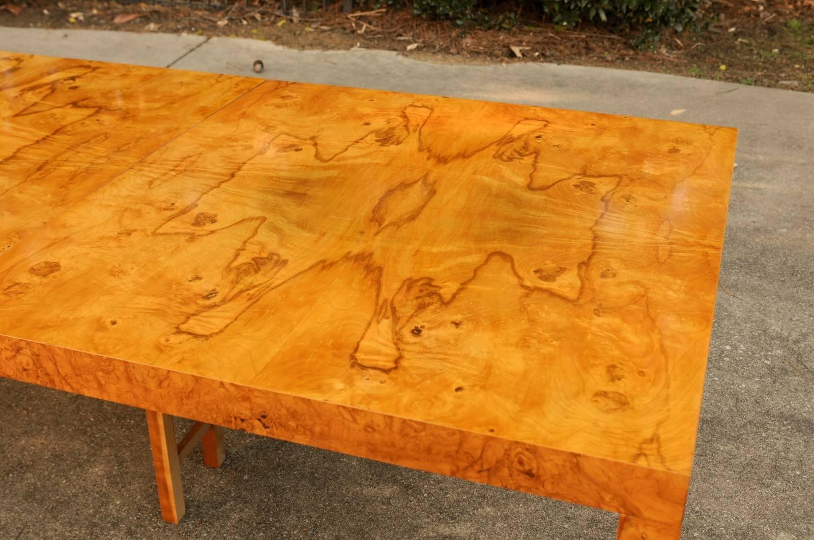 Mid-Century Modern Magnificent Restored Butterfly Patterned Olivewood Dining Table by Milo Baughman For Sale