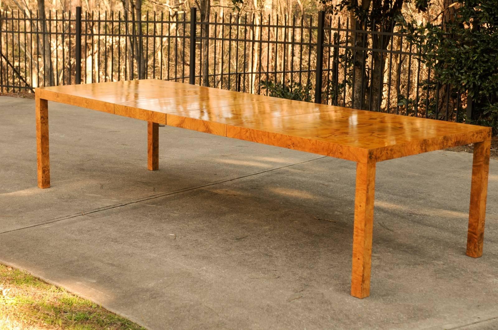 American Magnificent Restored Butterfly Patterned Olivewood Dining Table by Milo Baughman For Sale