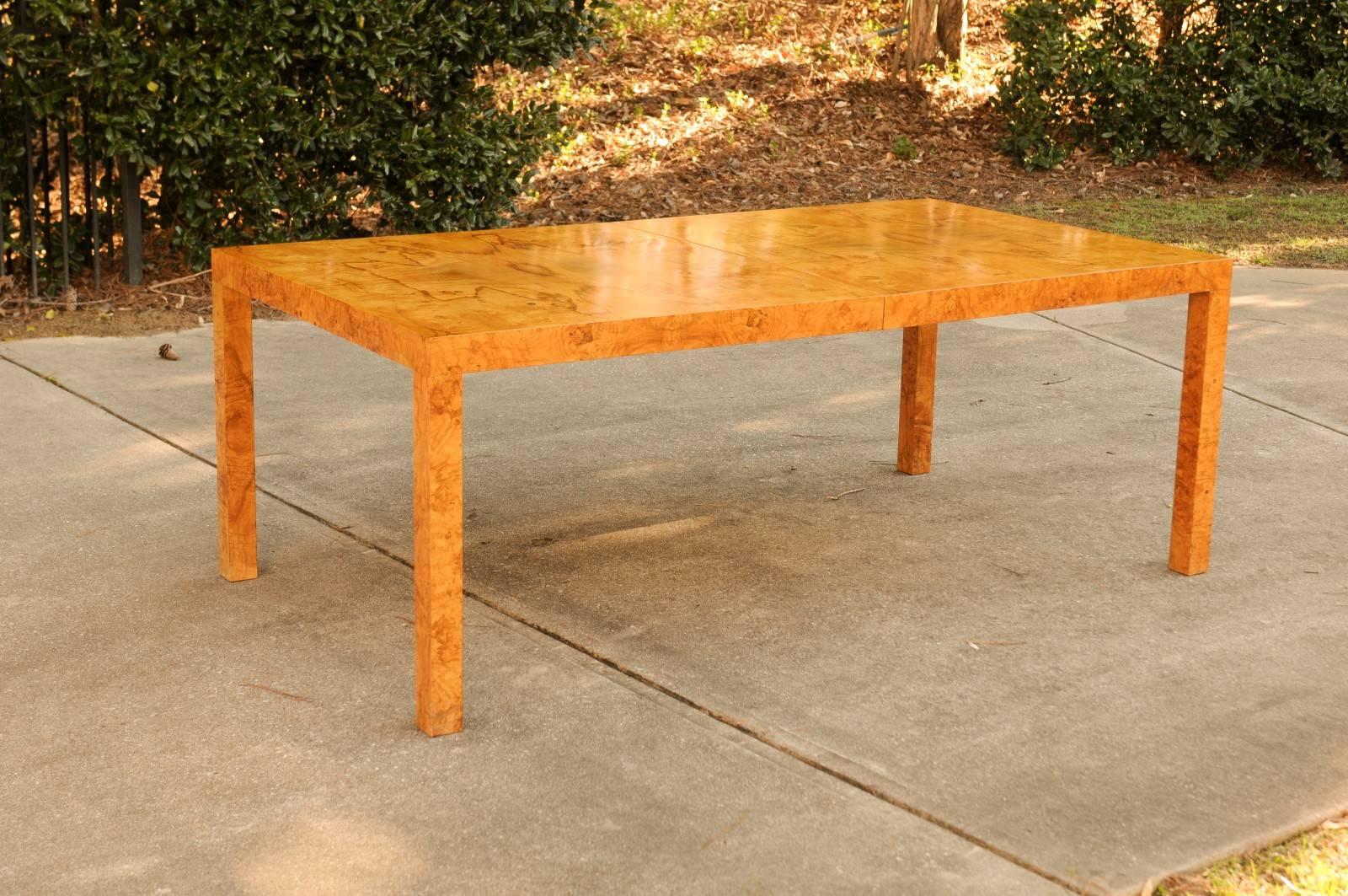 Late 20th Century Magnificent Restored Butterfly Patterned Olivewood Dining Table by Milo Baughman For Sale