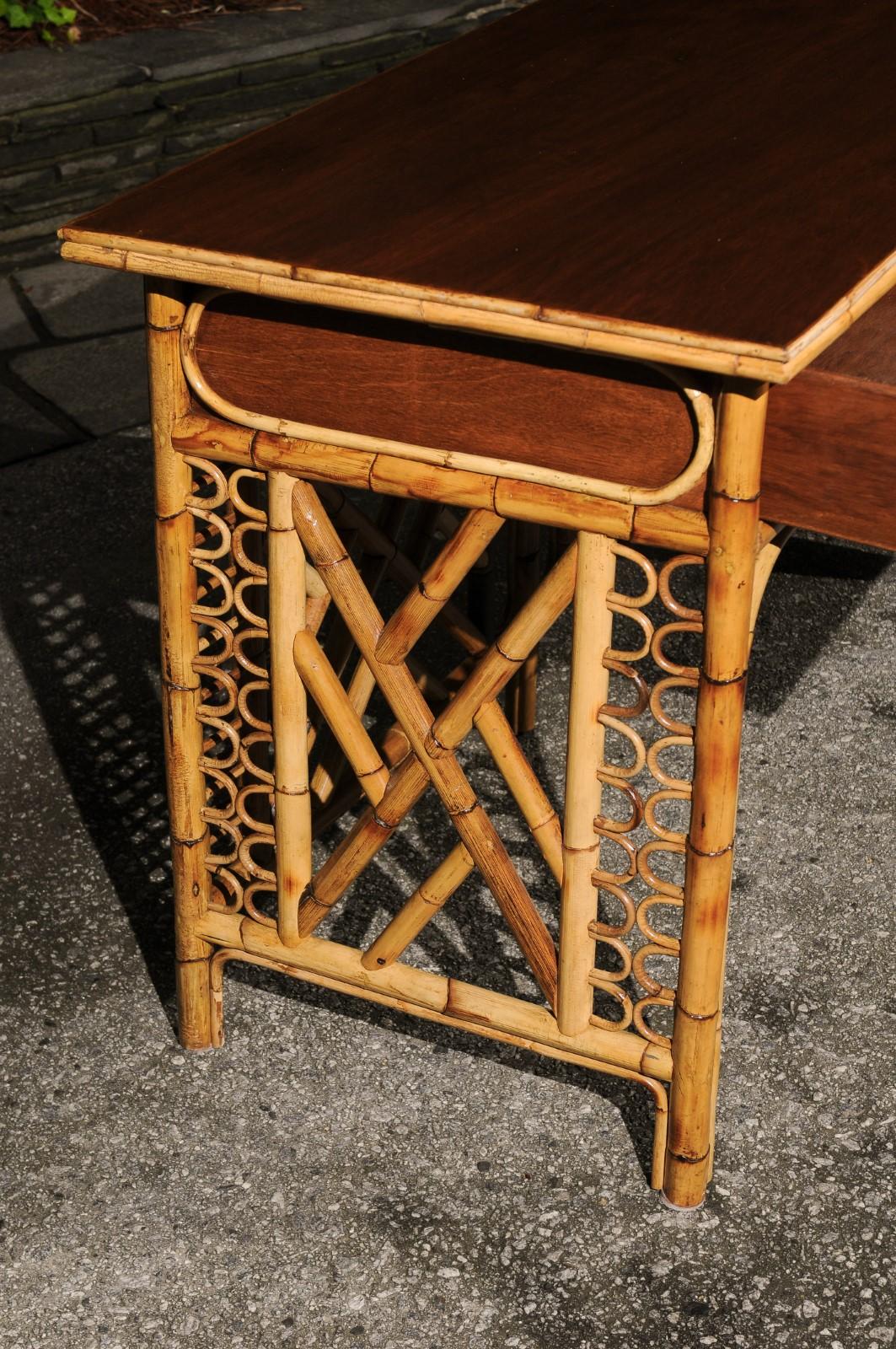 Magnificent Restored Mahogany and Rattan Console, Philippines, circa 1950 For Sale 8