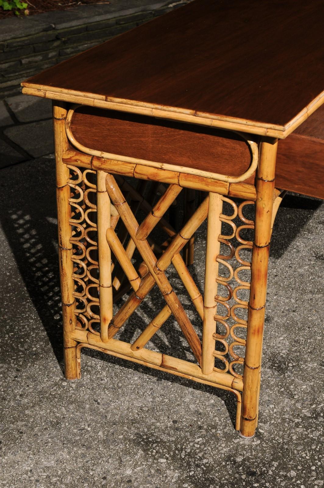 Magnificent Restored Mahogany and Rattan Console, Philippines, circa 1950 For Sale 11