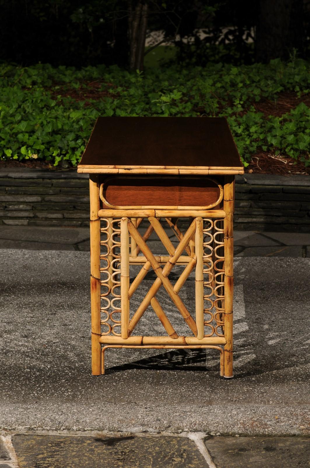 Magnificent Restored Mahogany and Rattan Console, Philippines, circa 1950 For Sale 2