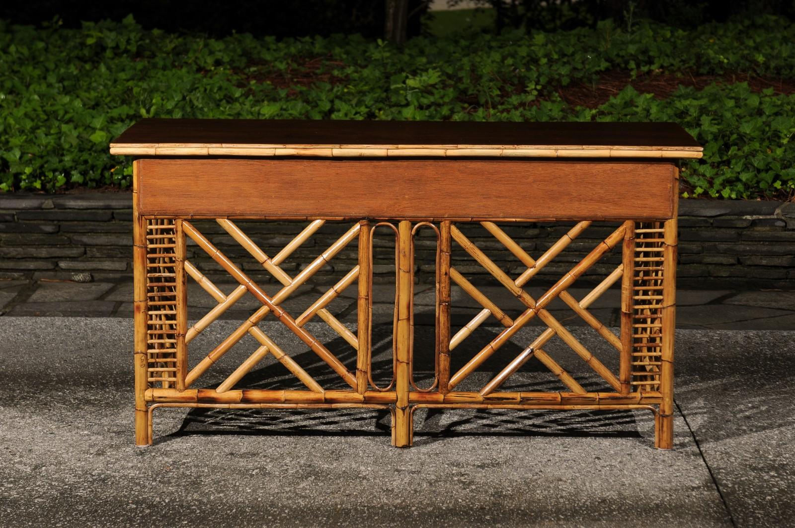 Magnificent Restored Mahogany and Rattan Console, Philippines, circa 1950 For Sale 4