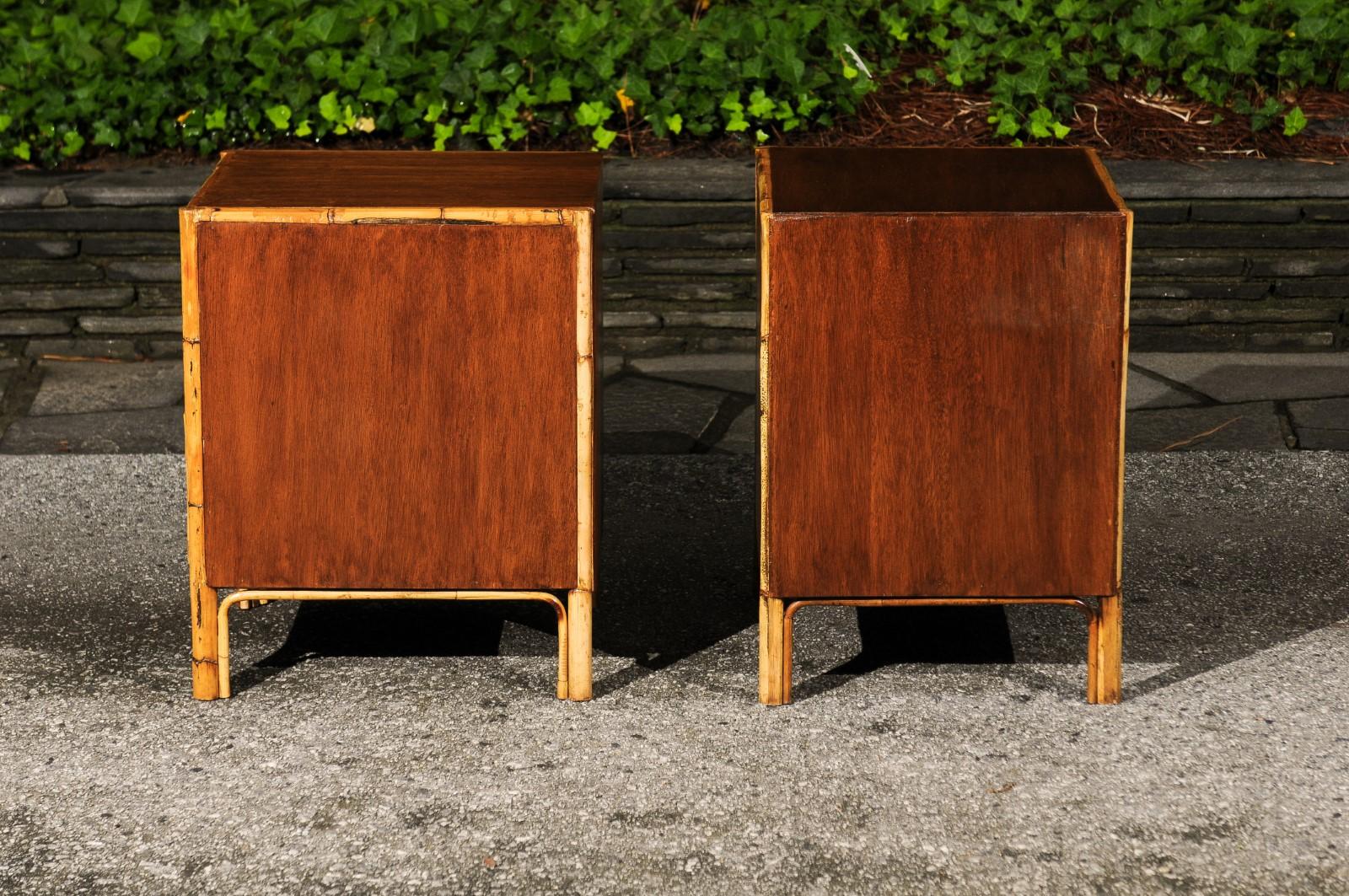 Magnificent Restored Mahogany and Rattan End Tables, Philippines, circa 1950 For Sale 4