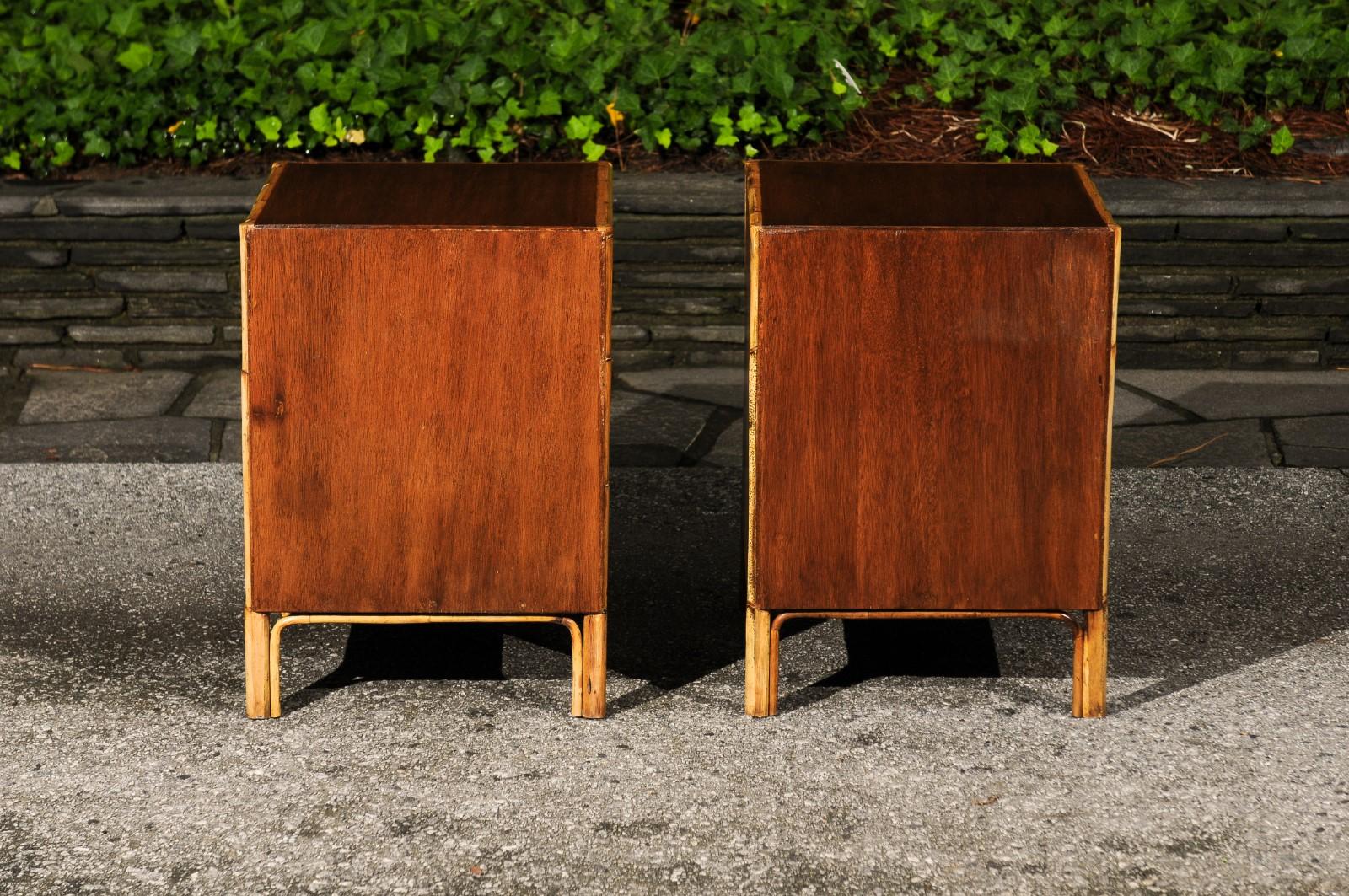 Magnificent Restored Mahogany and Rattan End Tables, Philippines, circa 1950 For Sale 5
