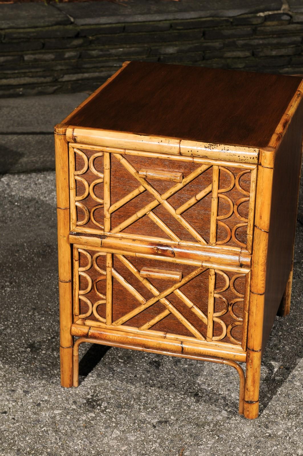 Magnificent Restored Mahogany and Rattan End Tables, Philippines, circa 1950 For Sale 12