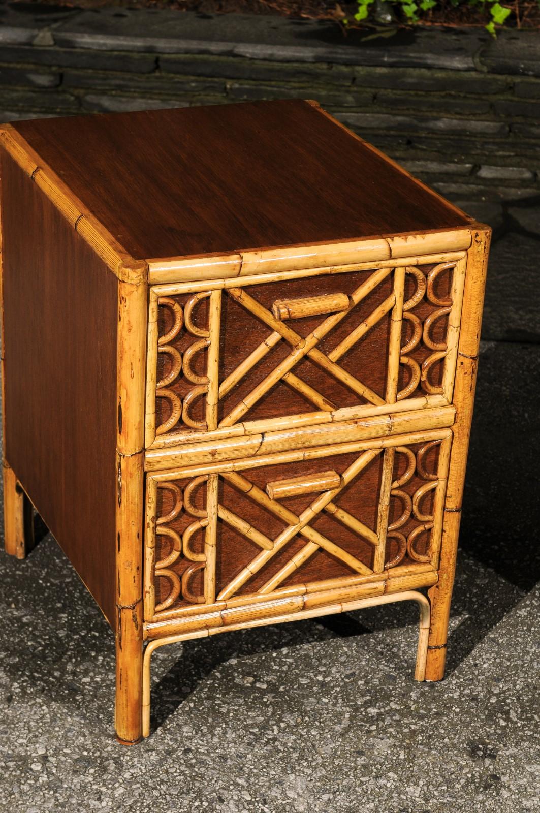 Magnificent Restored Mahogany and Rattan End Tables, Philippines, circa 1950 For Sale 13