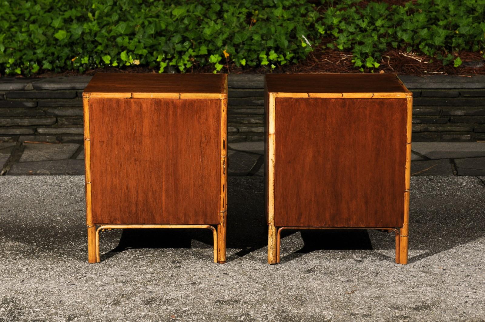 Magnificent Restored Mahogany and Rattan End Tables, Philippines, circa 1950 For Sale 2