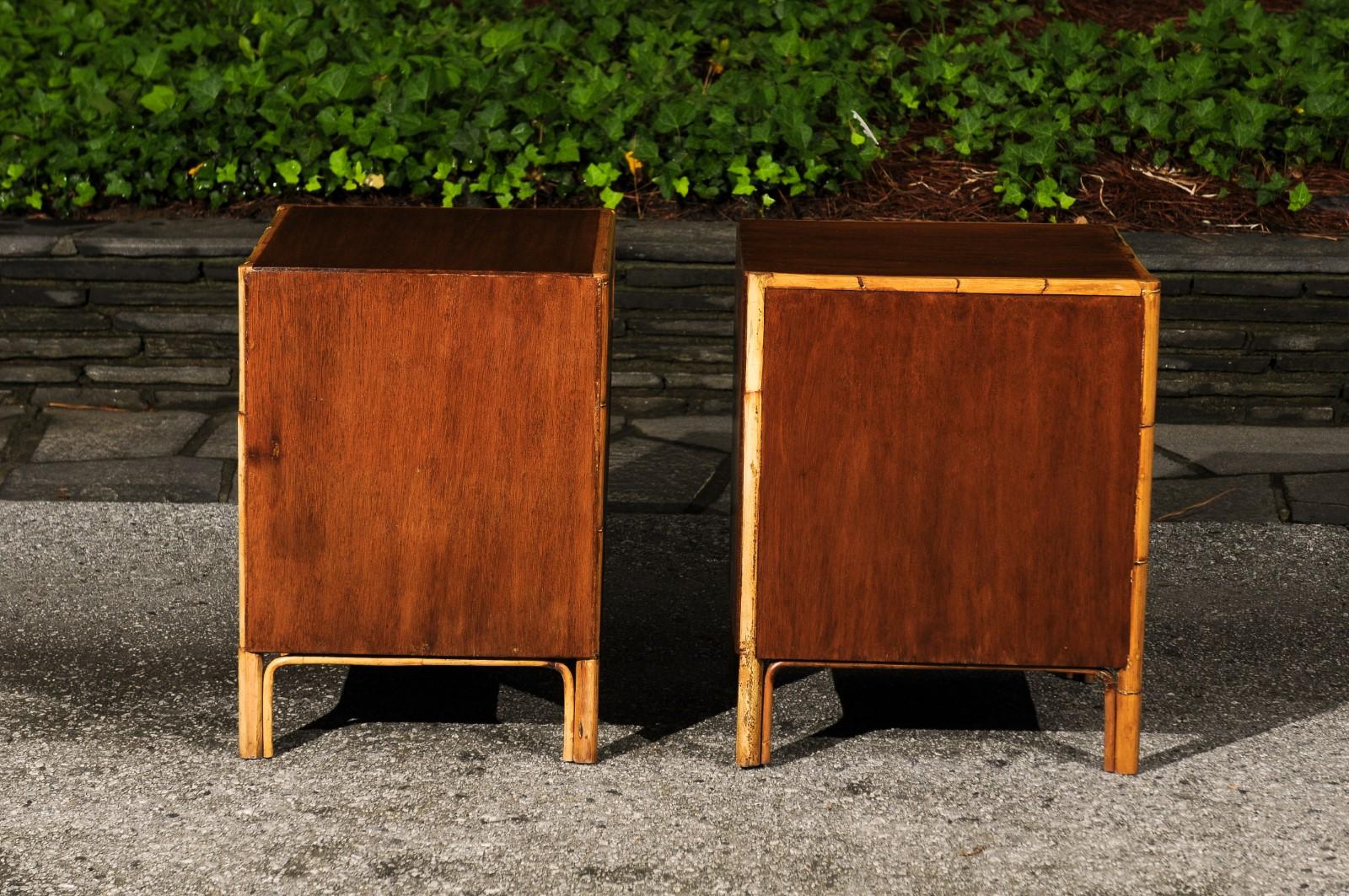 Magnificent Restored Mahogany and Rattan End Tables, Philippines, circa 1950 For Sale 3