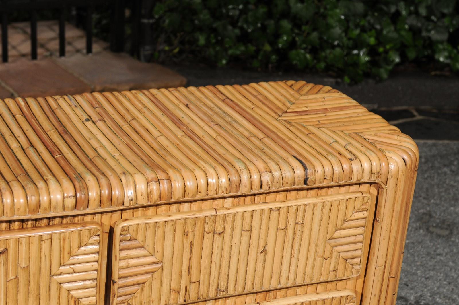 Magnificent Restored Waterfall Nine-Drawer Chest in Bamboo, circa 1980 2