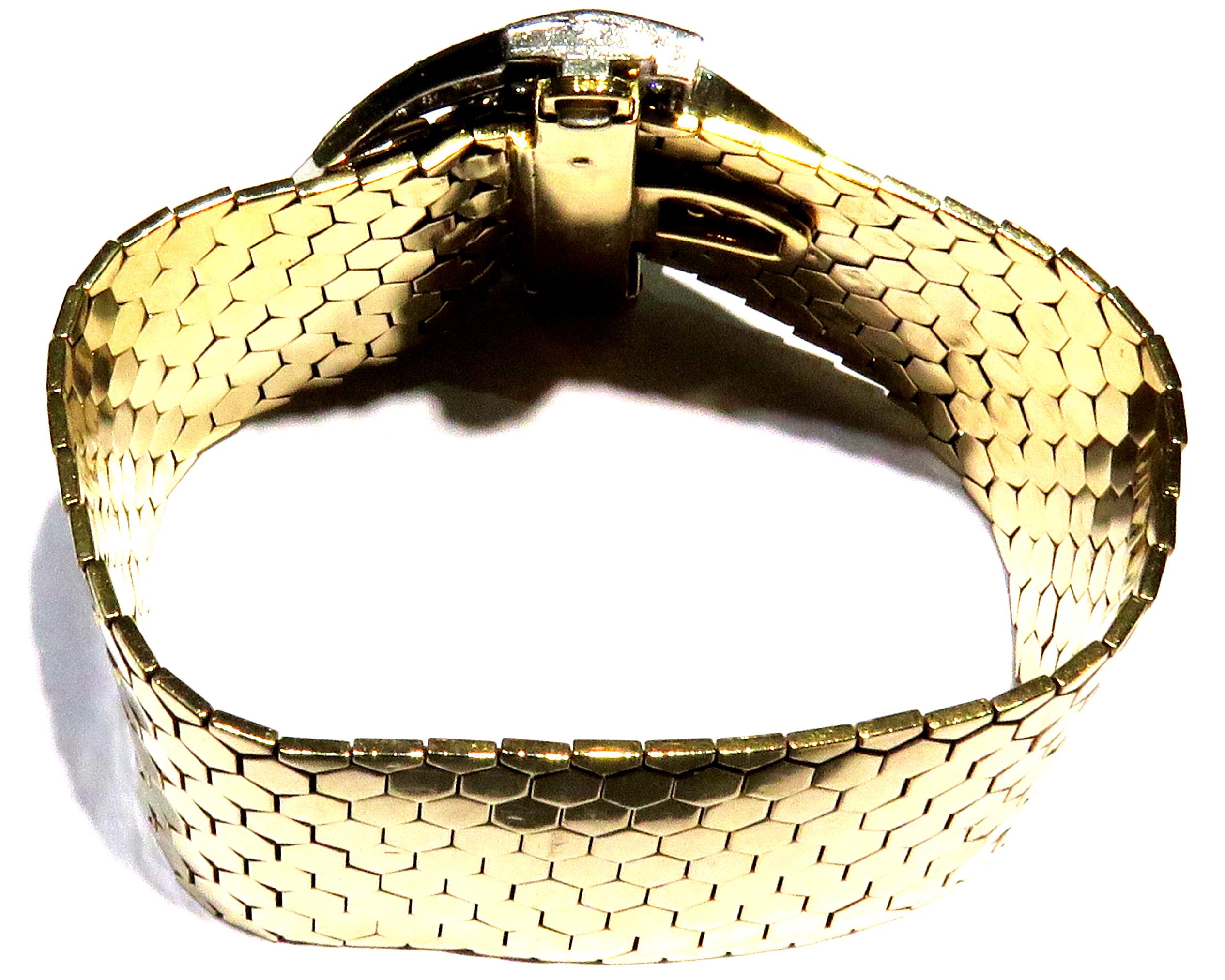 Magnificent Retro Diamond Sapphire Buckle Bracelet with Gold Hexagonal Links 3