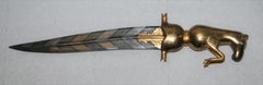 Magnificent Richly Decorated 1920s Damascened Rajput Dagger with Gold Work