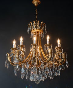 Magnificent Rococo Chandelier Brass Crystal Art Deco Light New Antique Style