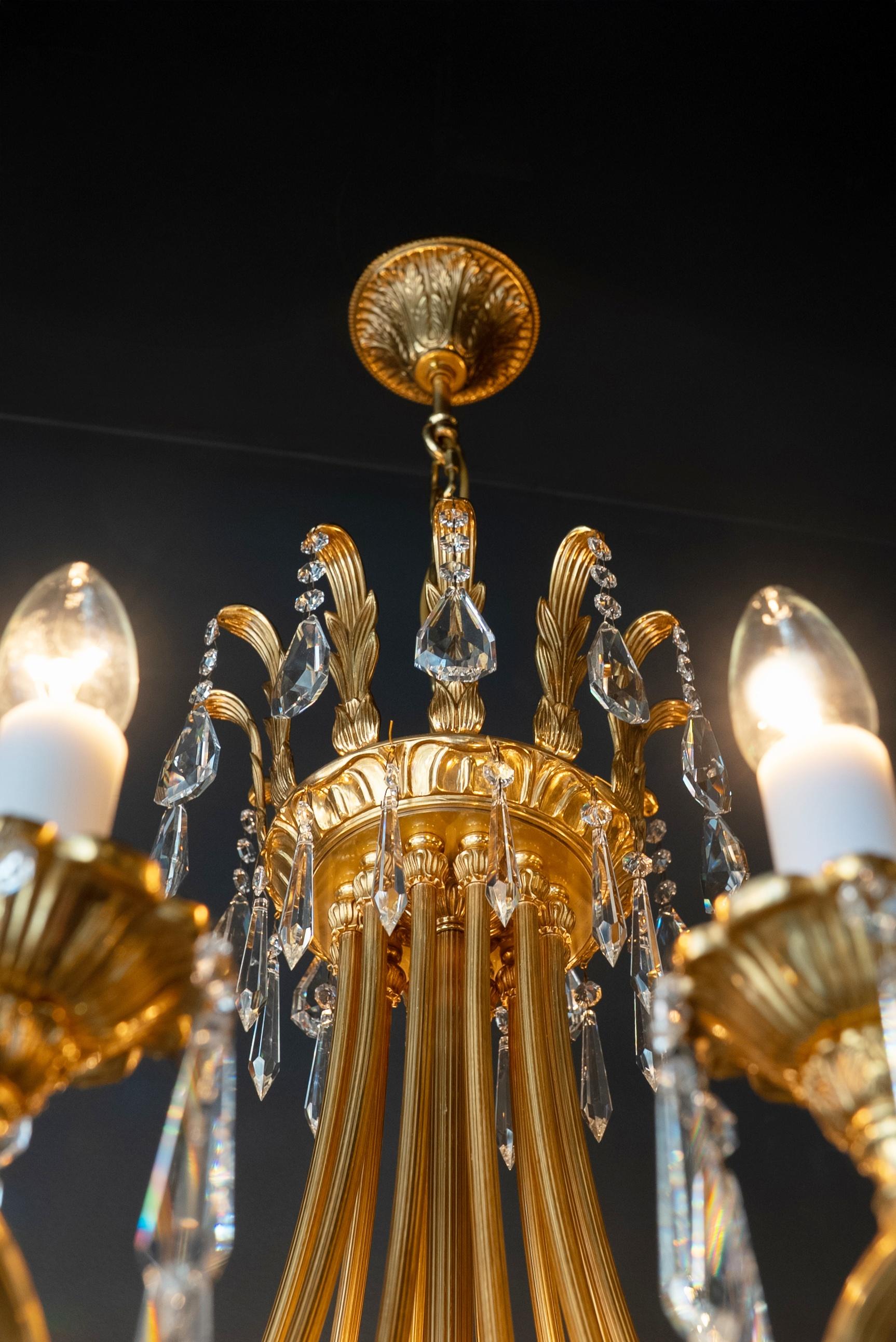 Magnífica Araña Rococó Latón Cristal Art Decó Luz Nuevo Estilo Antiguo en Nuevo estado para la venta en Berlin, DE