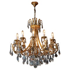 Magnificent Rococo Chandelier Brass Crystal Art Deco Light New Antique Style