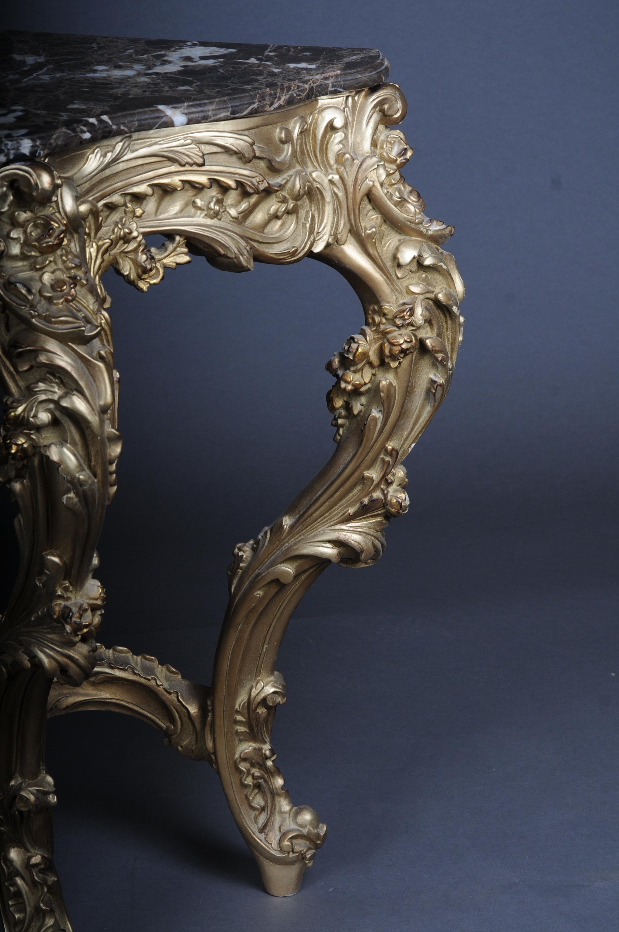 Magnifique console / buffet rococo à miroir, bois de hêtre doré et doré en vente 4