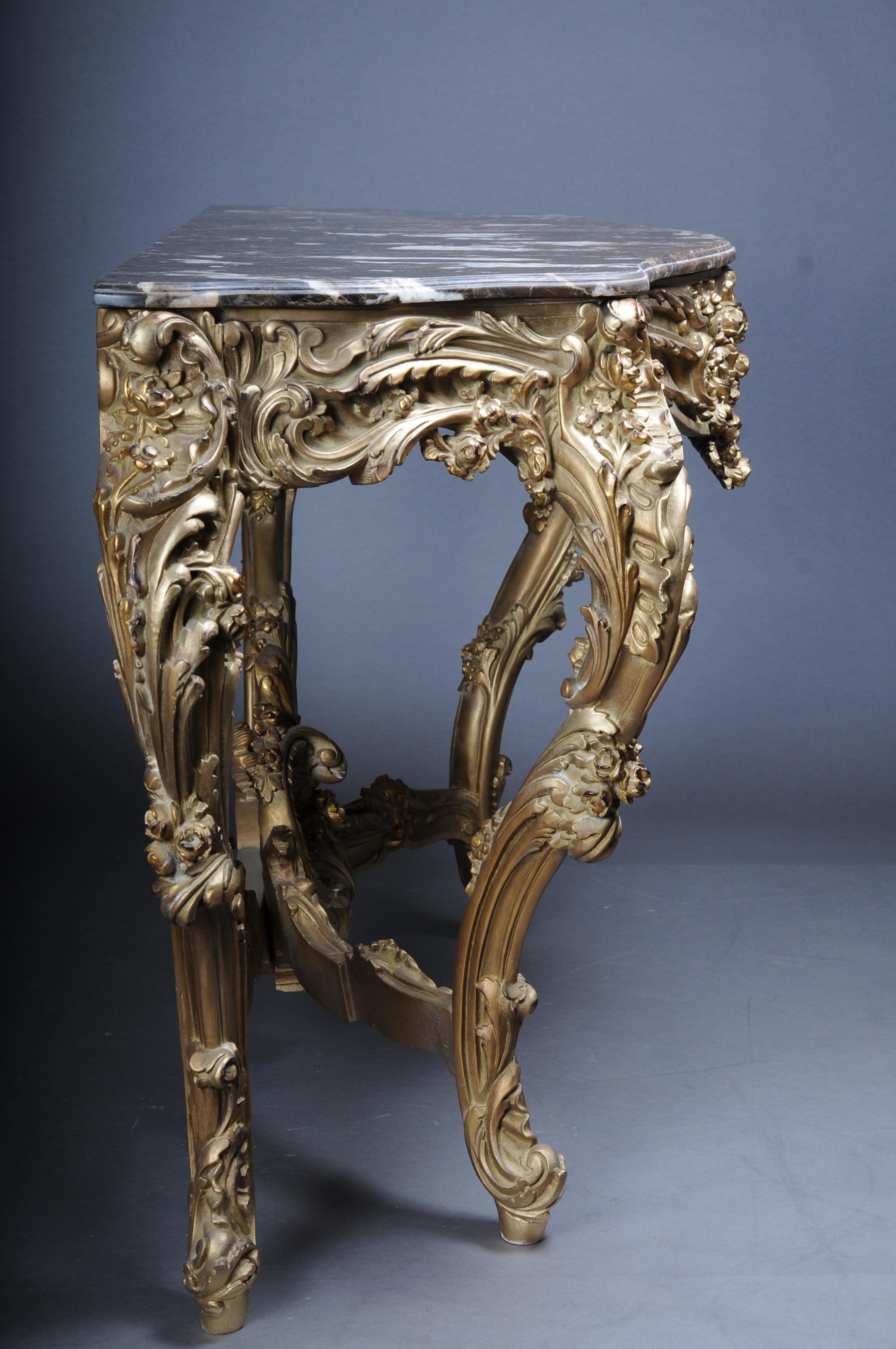 Magnifique console / buffet rococo à miroir, bois de hêtre doré et doré en vente 6