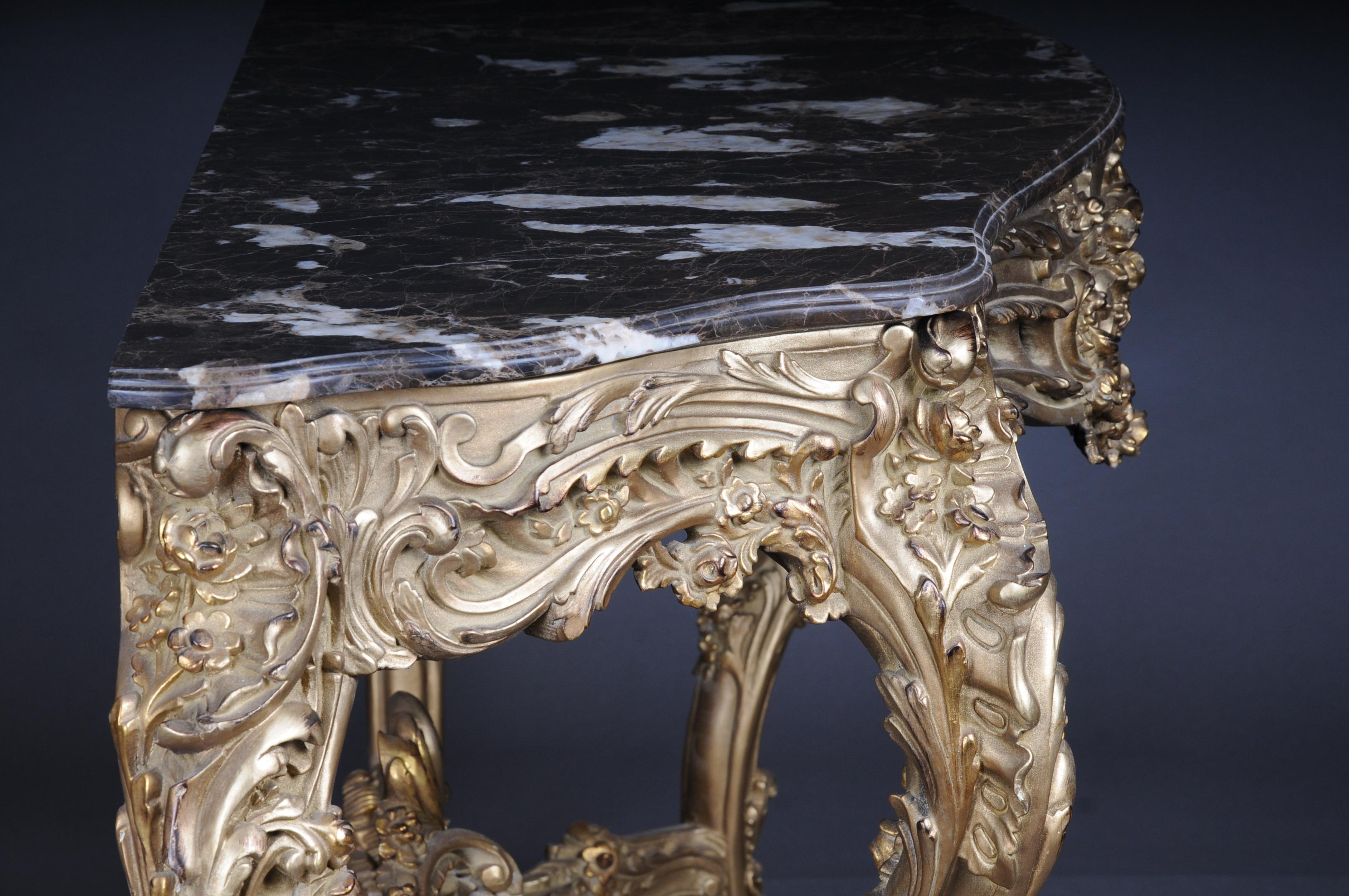 Magnificent Rococo Mirror Console / Sideboard, Gold Beech Wood, Gilt For Sale 8