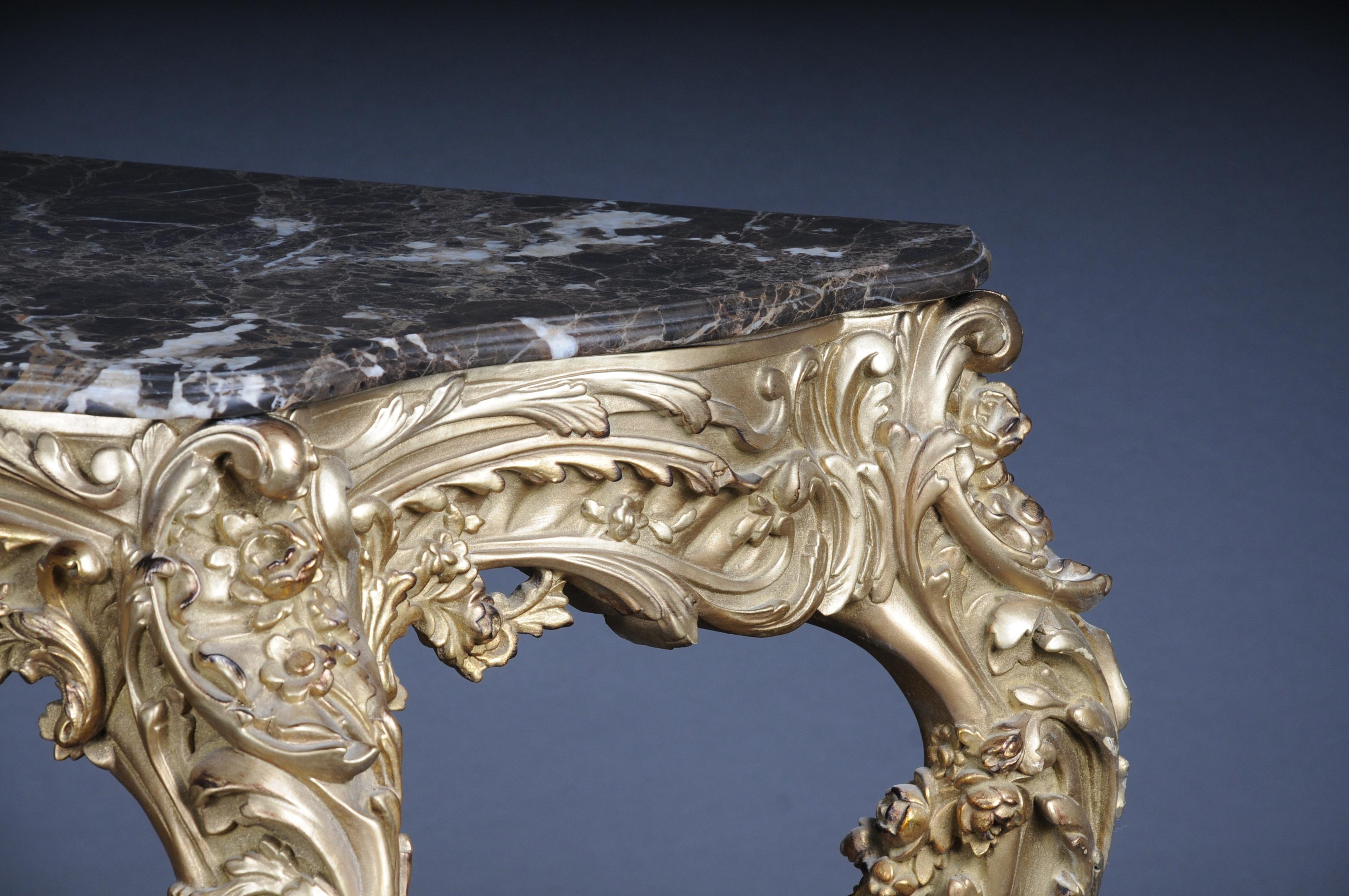 20ième siècle Magnifique console / buffet rococo à miroir, bois de hêtre doré et doré en vente
