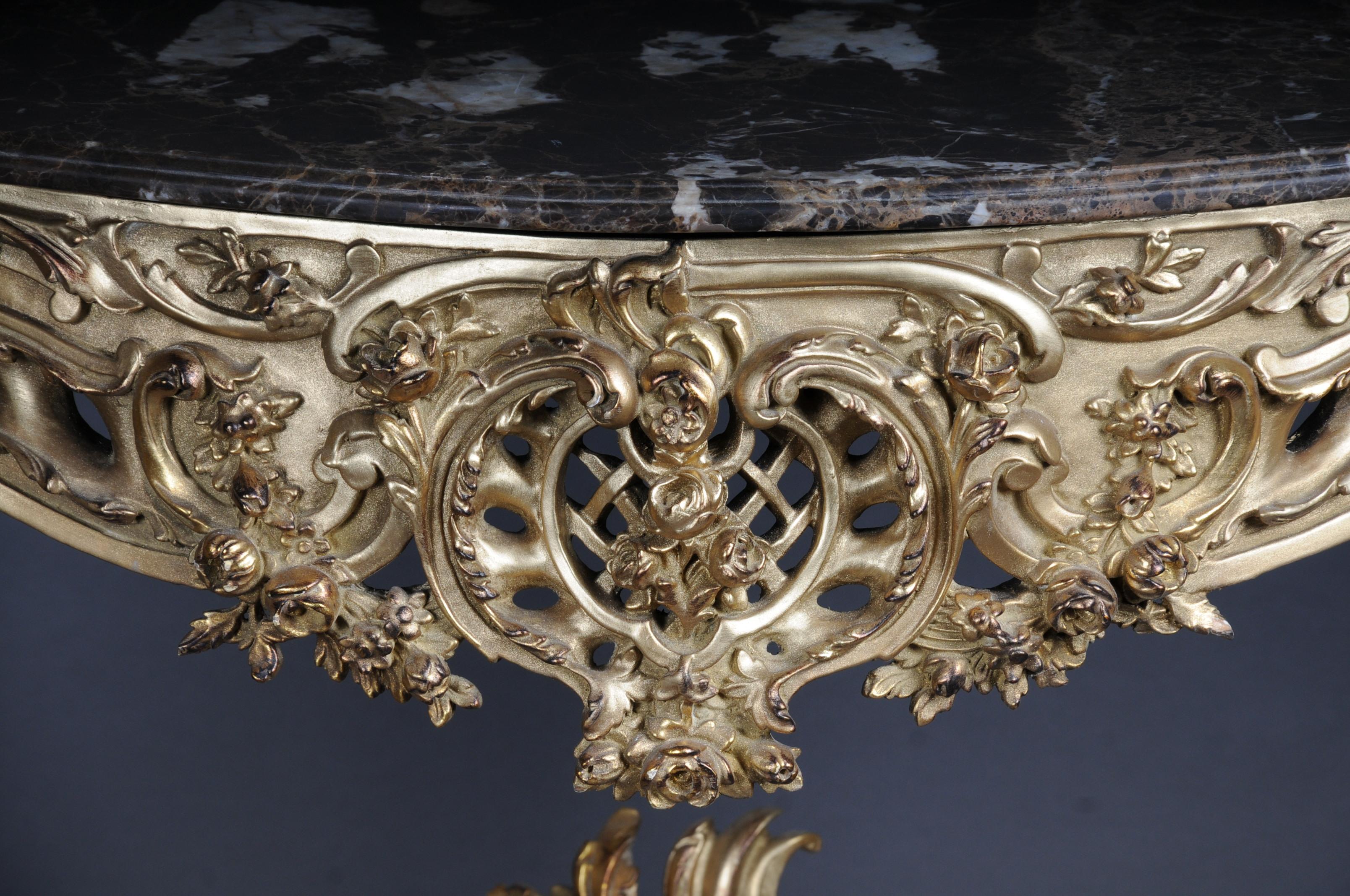 Magnifique console / buffet rococo à miroir, bois de hêtre doré et doré en vente 1