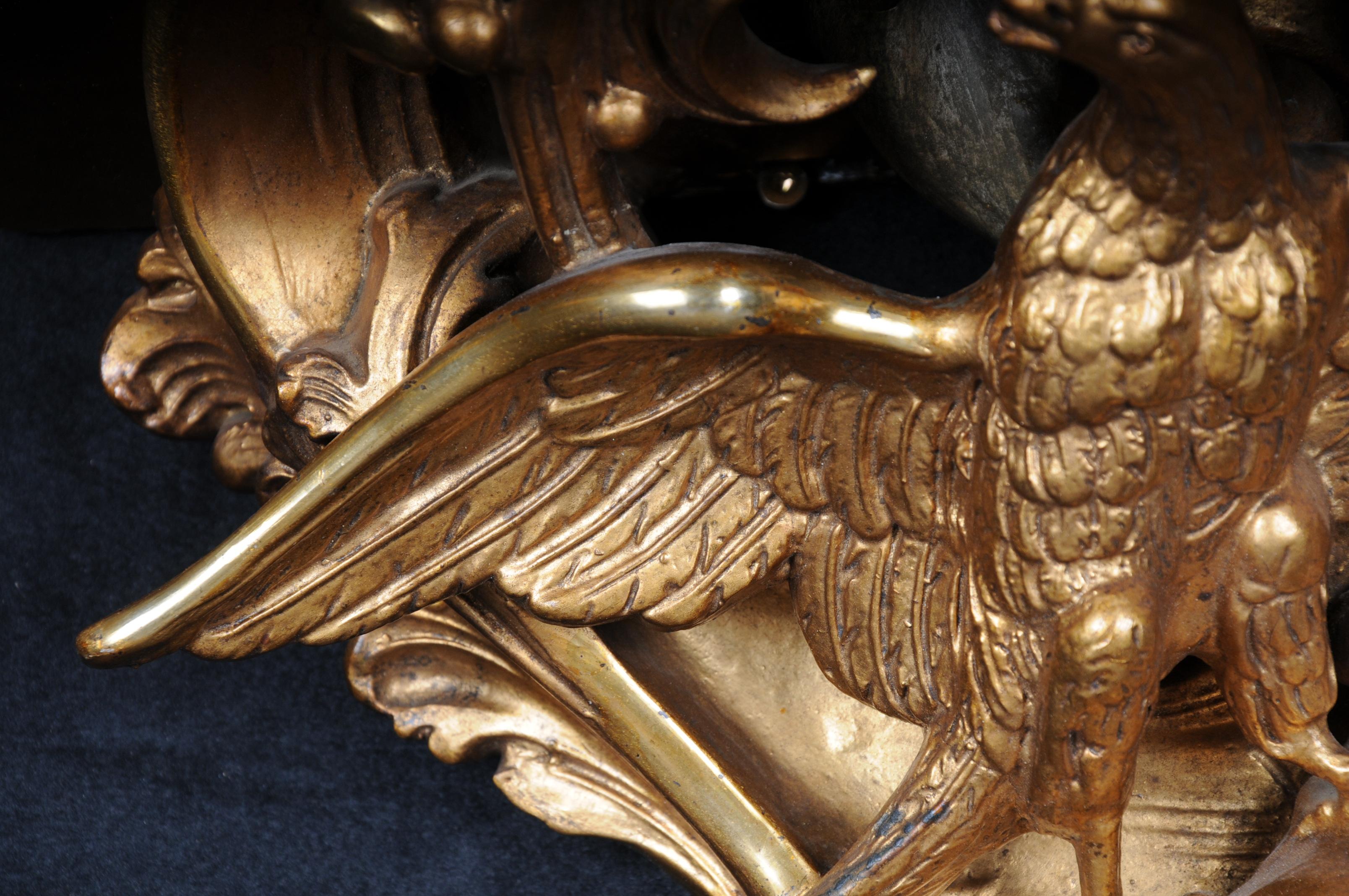 Hand-Carved Magnificent Rococo Wall Console with Eagle, Gilded For Sale