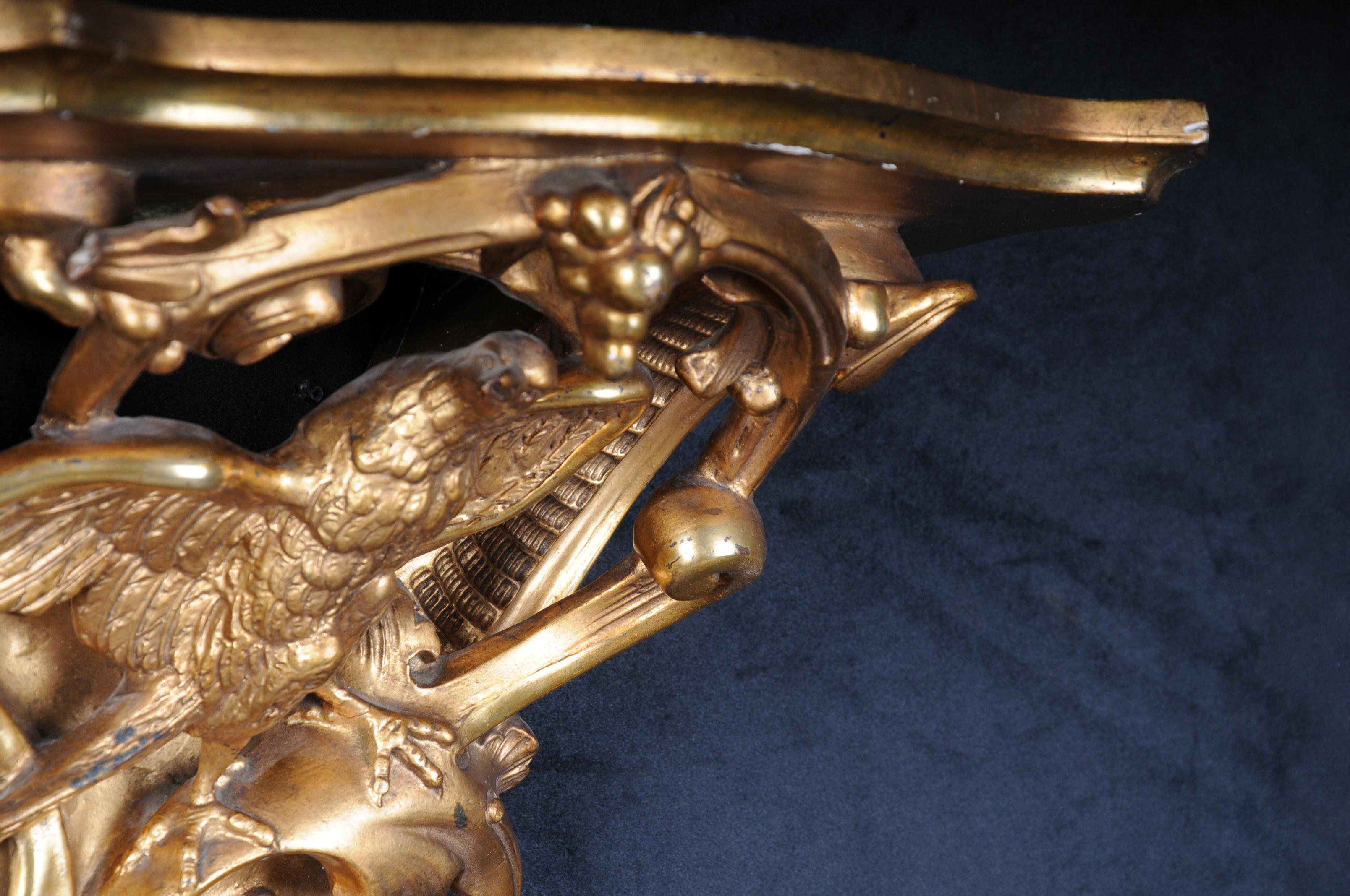 Wood Magnificent Rococo Wall Console with Eagle, Gilded For Sale