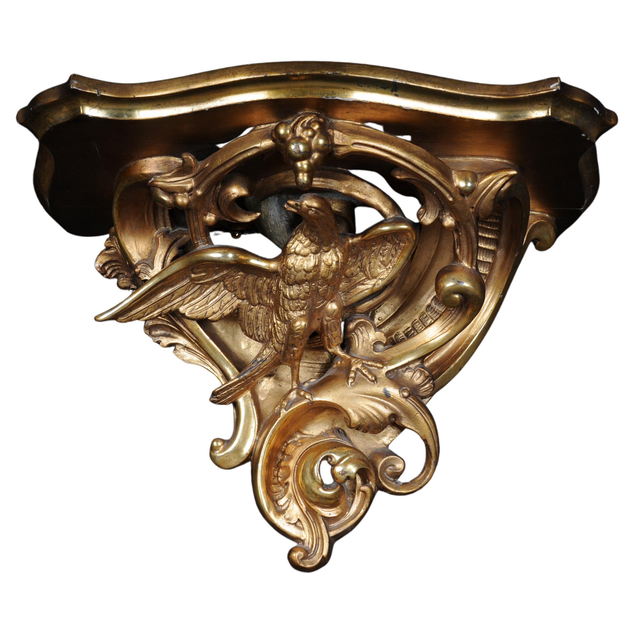 Magnificent Rococo Wall Console with Eagle, Gilded For Sale