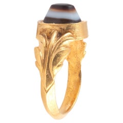 Magnífico anillo romano de ágata de oro del siglo III d.C.