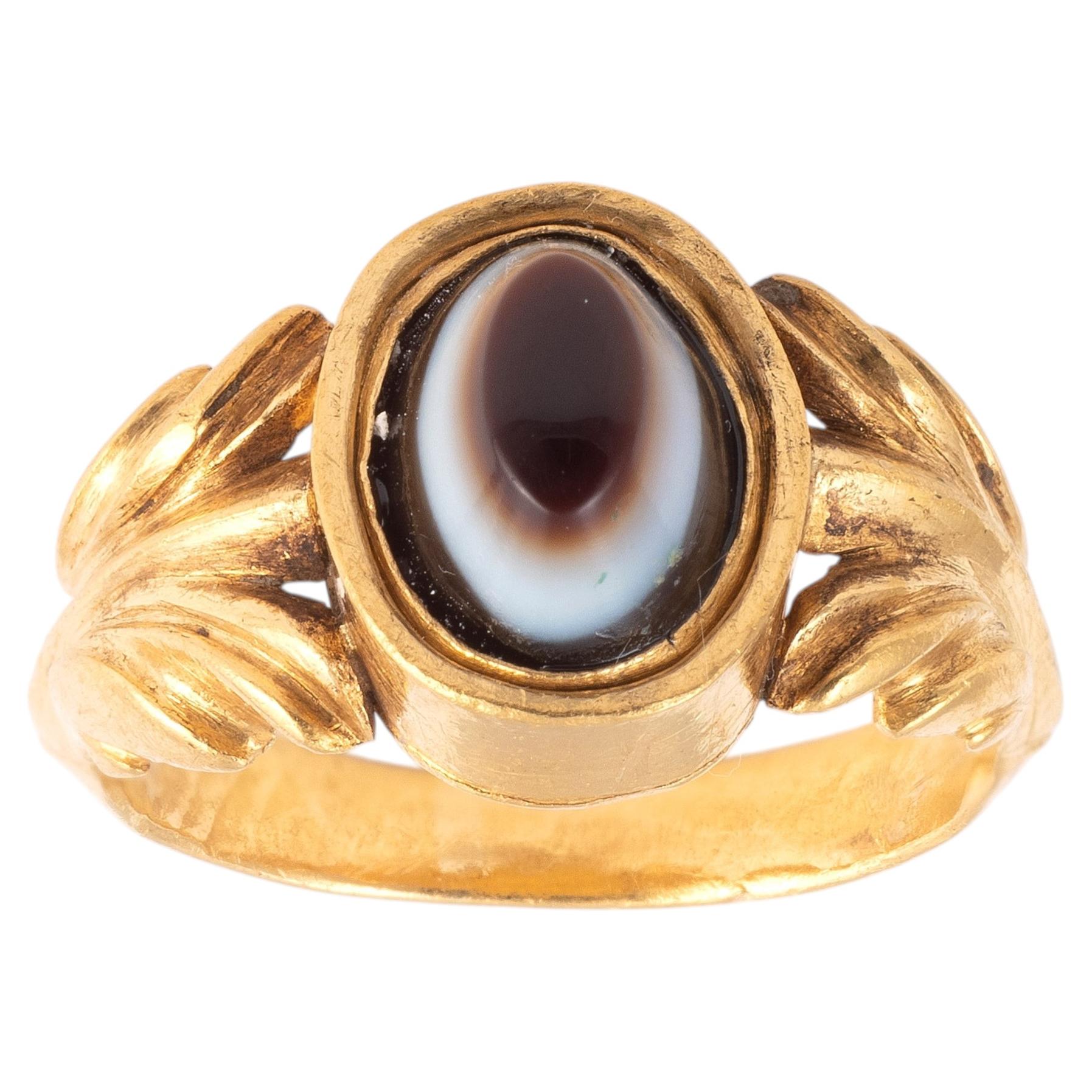 Magnificent Roman Gold Agate Ring circa 3rd century AD
