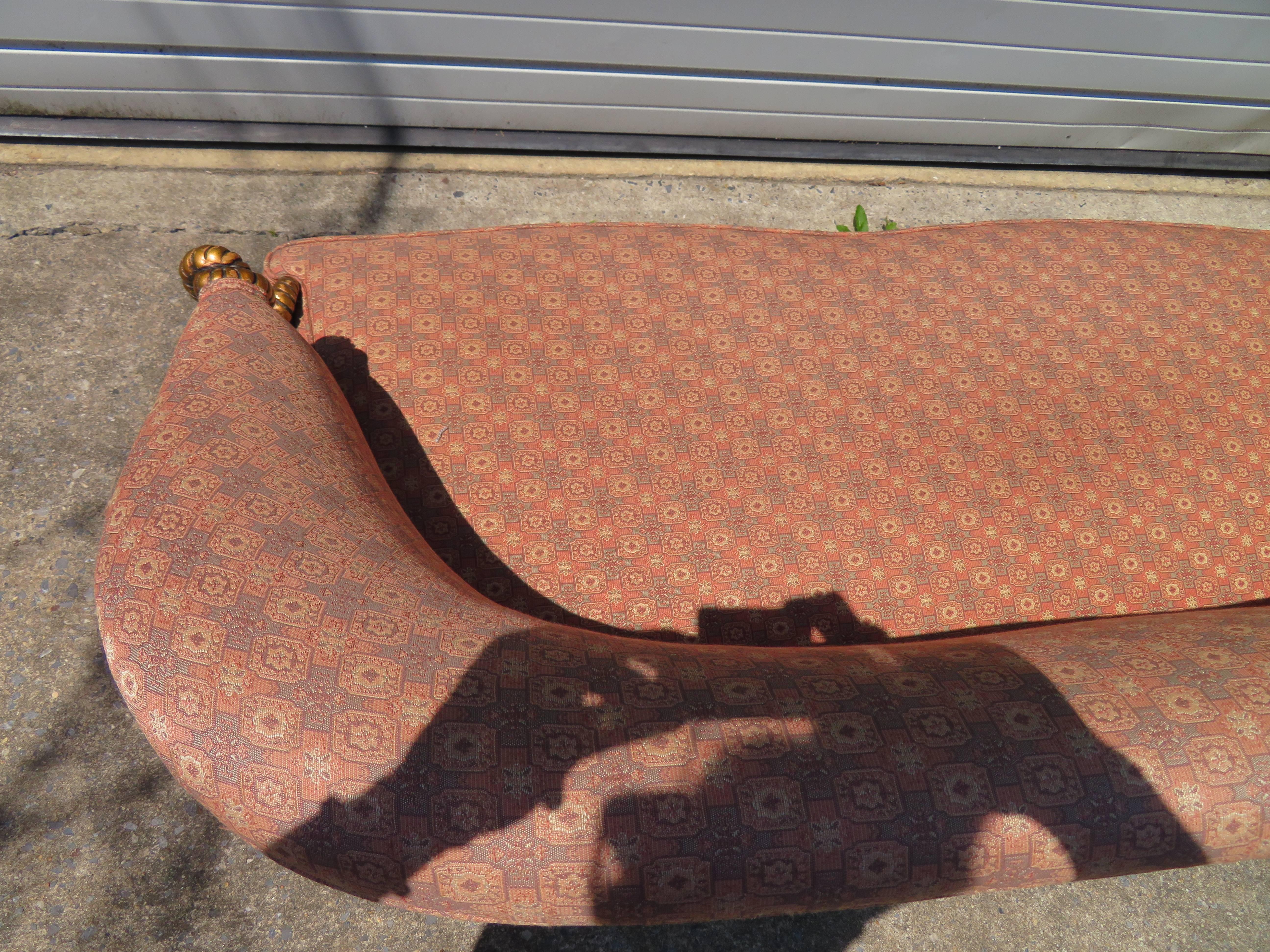 Upholstery Magnificent Rope and Tasseled Gilded Sofa Regency Modern Dorothy Draper Style For Sale