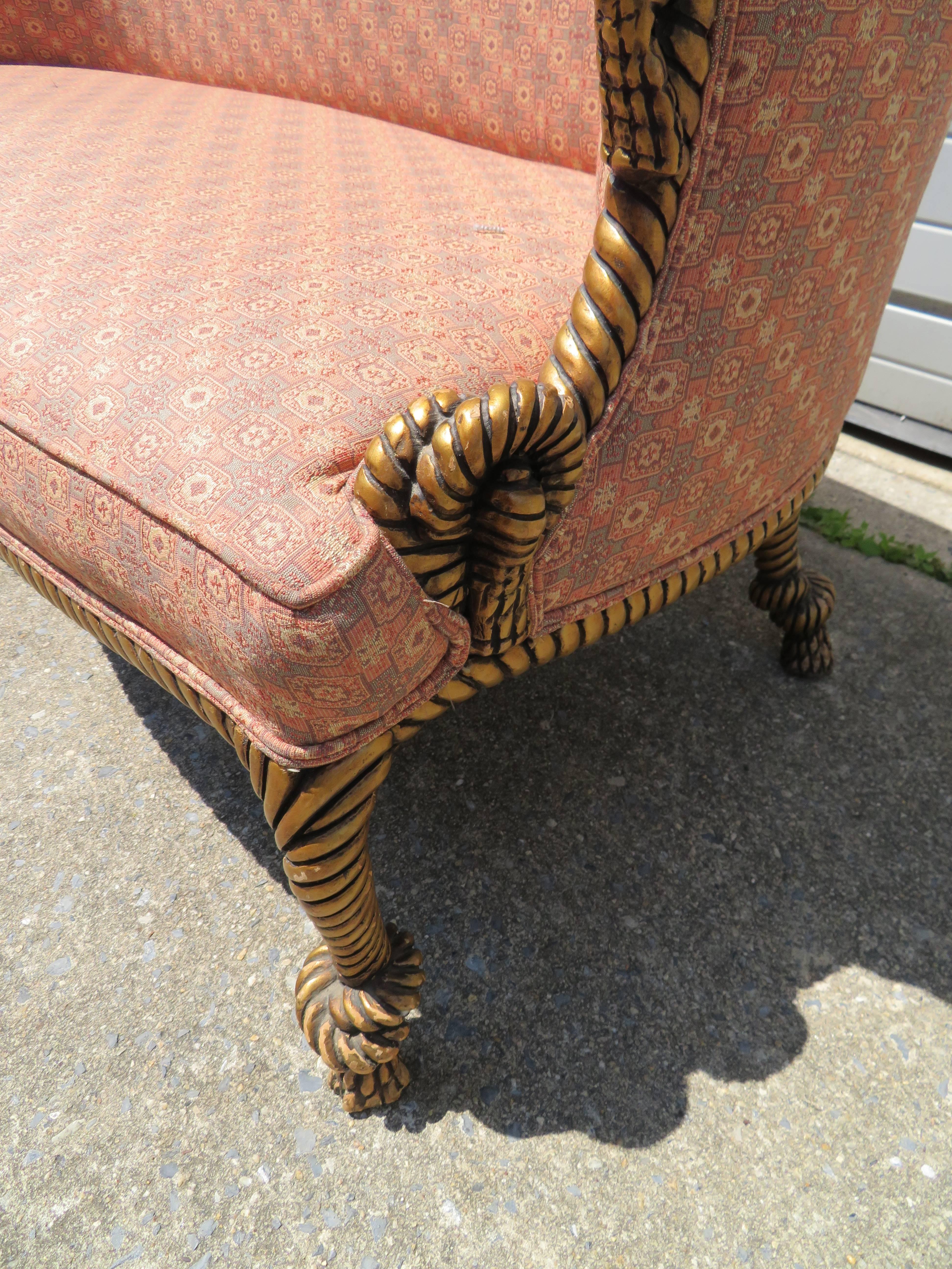 Prächtiges Sofa mit Seil und Quasten vergoldet Regency Modern Dorothy Draper Style (Hollywood Regency) im Angebot